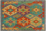 Retro Turkish Kilim Freeda Hand-Woven Wool Rug - 2'11'' x 3'10''