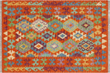 Tribal Turkish Kilim Fidela Hand-Woven Wool Rug - 2'9'' x 3'9''