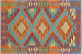 Tribal Turkish Kilim Tabatha Hand-Woven Wool Rug - 3'3'' x 4'10''