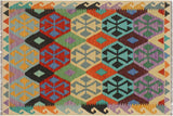 Tribal Turkish Kilim Margrett Hand-Woven Wool Rug - 3'3'' x 5'1''