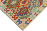 Handmade Geometric Kilim Rust Beige Hand-Woven Rectangle 100% Wool Area Rug 3 X 5