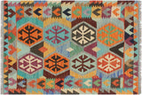 Tribal Turkish Kilim Annelle Hand-Woven Wool Rug - 3'4'' x 5'0''