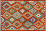 Southwestern Turkish Kilim Bambi Hand-Woven Wool Rug - 3'3'' x 4'11''