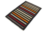 Flat Weave Kilim, Antique, Navaho, Vintage, Handmade, Modern Kilim Black Red Hand-Woven Rectangle 100% Wool Area Rug 3 x 5