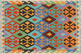 Bohemian Turkish Kilim Zane Hand-Woven Wool Rug - 3'3'' x 5'0''