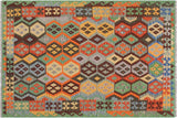 Southwestern Turkish Kilim Newton Hand-Woven Wool Rug - 4'11'' x 6'6''