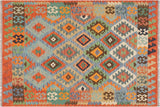 Bohemian Turkish Kilim Valene Hand-Woven Wool Rug - 4'1'' x 5'9''