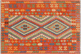 Tribal Turkish Kilim Sarina Hand-Woven Wool Rug - 4'3'' x 5'11''