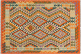 Retro Turkish Kilim Marchell Hand-Woven Wool Rug - 4'1'' x 5'9''