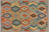 Southwestern Turkish Kilim Adelia Hand-Woven Wool Rug - 4'4'' x 5'5''