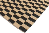 Handmade Geometric Kilim Beige Black Hand-Woven Rectangle 100% Wool Area Rug 4 X 6