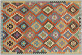 Bohemian Turkish Kilim Clementi Hand-Woven Wool Rug - 4'10'' x 6'5''