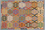 Tribal Turkish Kilim Helene Hand-Woven Wool Rug - 4'11'' x 6'8''