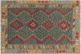 Tribal Turkish Kilim Kerri  Hand-Woven Wool Rug - 4'2'' x 6'0''