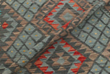 Handmade Geometric Kilim Green Red Hand-Woven Rectangle 100% Wool Area Rug 4 X 6