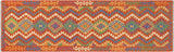 Southwestern Turkish Kilim Bernie Hand-Woven Wool Runner-2'6'' x 9'6''