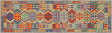 Tribal Turkish Kilim Erlinda Hand-Woven Wool Runner - 2'8'' x 9'6''