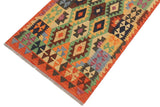 Flat Weave Kilim, Antique, Navaho, Vintage, Handmade, Geometric Kilim Blue Rust Hand-Woven Runner 100% Wool Area Rug 3 x 9