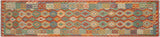 Tribal Turkish Kilim Azzie Hand-Woven Wool Runner - 2'10'' x 12'6''