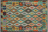 Southwestern Turkish Kilim Kam Hand-Woven Wool Rug - 6'2'' x 8'2''