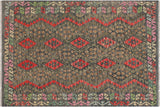 Rustic Turkish Kilim Zulma Hand-Woven Wool Rug - 5'1'' x 6'8''