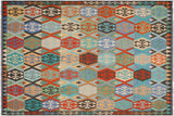 Retro Turkish Kilim Wilhelmi Hand-Woven Wool Rug - 8'2'' x 9'9''