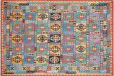 Tribal Turkish Kilim King Hand-Woven Wool Rug - 8'3'' x 11'2''