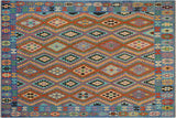 Southwestern Turkish Kilim Flo Hand-Woven Wool Rug - 8'2'' x 9'6''