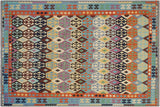 Tribal Turkish Kilim Donn Hand-Woven Wool Rug - 8'4'' x 11'3''