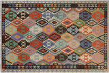 Bohemian Turkish Kilim Shera Hand-Woven Wool Rug - 8'7'' x 11'4''