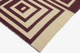 Flat Weave Kilim, Antique, Navaho, Vintage, Handmade, Modern Kilim Beige Purple Hand-Woven Rectangle 100% Wool Area Rug 6 x 10