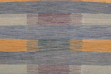 Flat Weave Kilim, Antique, Navaho, Vintage, Handmade, Modern Kilim Blue Beige Hand-Woven Rectangle 100% Wool Area Rug 9 x 12