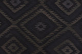 Flat Weave Kilim, Antique, Navaho, Vintage, Handmade, Geometric Kilim Black Blue Hand-Woven Rectangle 100% Wool Area Rug 6 x 8