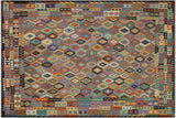 Retro Turkish Kilim Deloras Hand-Woven Wool Rug - 10'2'' x 12'8''