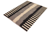 Flat Weave Kilim, Antique, Navaho, Vintage, Handmade, Modern Kilim Beige Black Hand-Woven Rectangle 100% Wool Area Rug 8 x 10