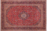 Vintage Antique Kashan Wong Red Purple Hand Knotted Wool Rug- 9'11'' x 13'0''