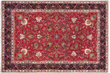 handmade Traditional Tabriz Red Purple Hand Knotted RECTANGLE 100% Wool Pile area rug 8x11