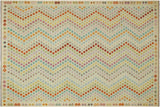 Contemporary Turkish Kilim Kerr Hand-Woven Wool Rug - 8'8'' x 11'3''