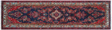 Vintage Antique Tabriz Bourke Blue Red Hand Knotted Wool Runner- 3'5'' x 9'3''