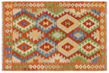 Tribal Turkish Kilim Katelynn Hand-Woven Wool Rug - 3'5'' x 4'9''