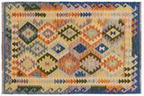 Chic Kilim Andrea Beige Blue Hand-Woven Wool Rug-3'6'' x 5'0''