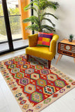 Handmade Geometric Kilim Rust Beige Hand-Woven Rectangle 100% Wool Area Rug 4 X 6