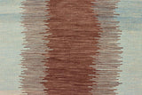 Flat Weave Kilim, Antique, Navaho, Vintage, Handmade, Modern Kilim Blue Brown Hand-Woven Rectangle 100% Wool Area Rug 8 x 11