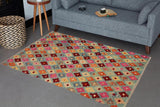 handmade Geometric Balouchi Blue Red Hand Knotted RECTANGLE 100% WOOL area rug 3' x 5'