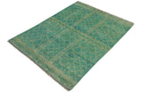 handmade Geometric Balouchi Blue Beige Hand Knotted RECTANGLE 100% WOOL area rug 3' x 5'