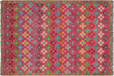 handmade Geometric Balouchi Pink Orange Hand Knotted RECTANGLE 100% WOOL area rug 3' x 5'