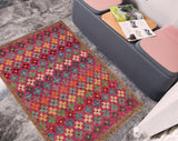 handmade Geometric Balouchi Pink Orange Hand Knotted RECTANGLE 100% WOOL area rug 3' x 5'