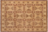 handmade Transitional Kafkaz Brown Tan Hand Knotted RECTANGLE 100% WOOL area rug 8 x 10