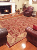 handmade Transitional Kafkaz Red Tan Hand Knotted RECTANGLE 100% WOOL area rug 8 x 10