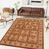 handmade Transitional Kafkaz Brown Tan Hand Knotted RECTANGLE 100% WOOL area rug 8 x 10